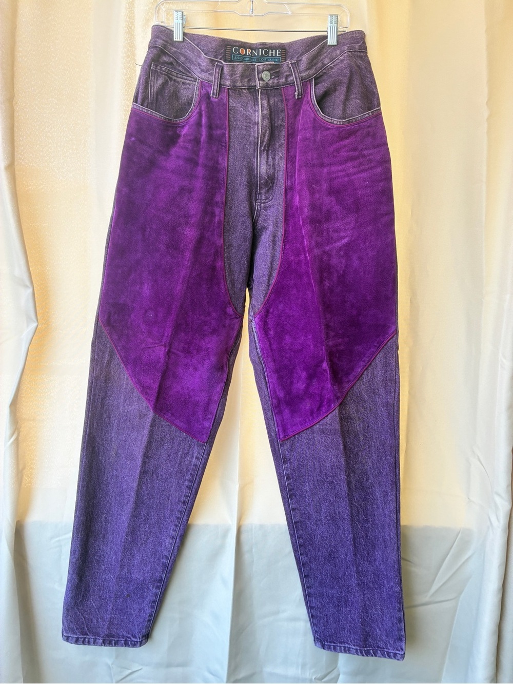 Vintage Purple Suede & Denim Corniche Jeans